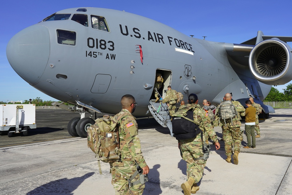 Puerto Rico National Guard Soldiers depart Muniz ANGB for presidential inauguration support