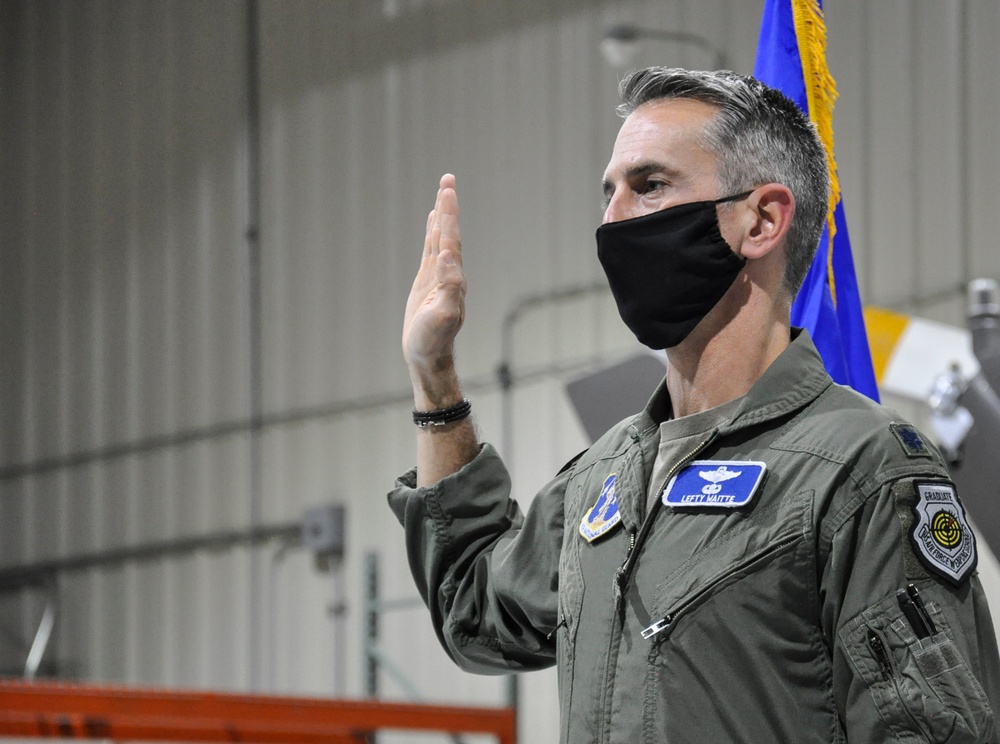 Lt. Col. Ethan &quot;Lefty&quot; Waitte takes his Oath of Reenlistment