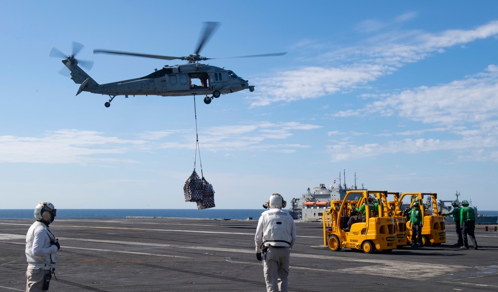 USS Nimitz Conducts Replenishment-At-Sea