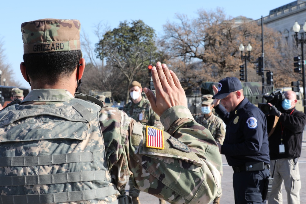 Sgt. 1st Class Grizzard gets sworn in by the U.S. Capitol Police.