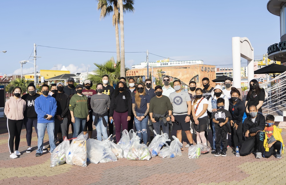 Members of U.S. military community clean up American Village