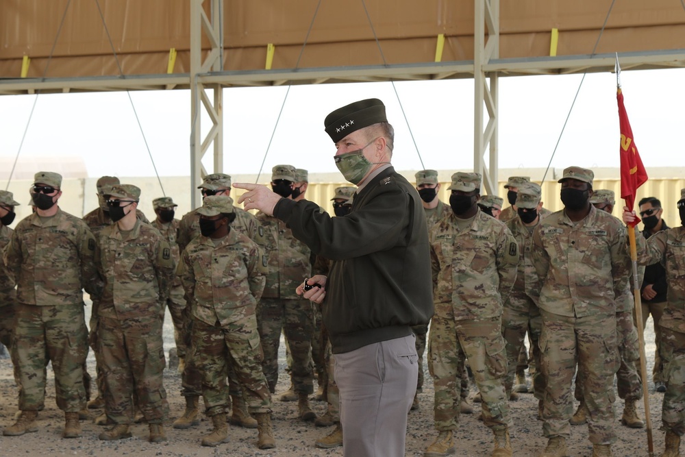 The Chief of Staff of the Army, General James C. McConville and Sergeant Major of the Army, Michael A. Grinston, visited the Engineers of Task Force Iron Castle.