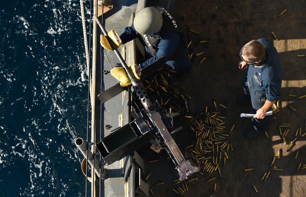 USS PHILIPPINE SEA CONDUCTS .50 CAL/LIVE-FIRE EXERCISE/DEPLOYMENT