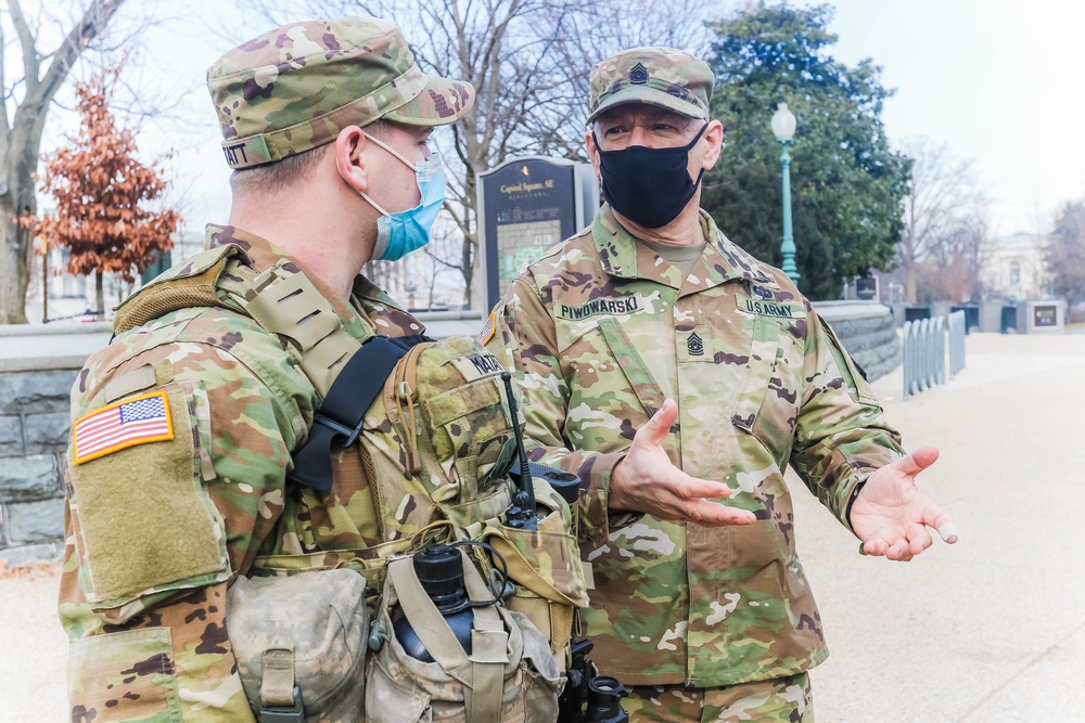 New York National Guard Command Sergeant Major David Piwowarski Speaks with Soldiers on Capitol Grounds