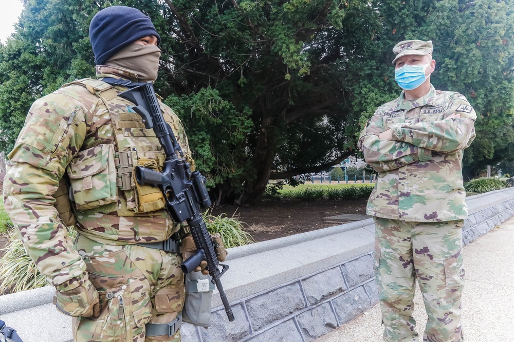 The Adjutant General Speaks with Soldiers on Capitol Grounds