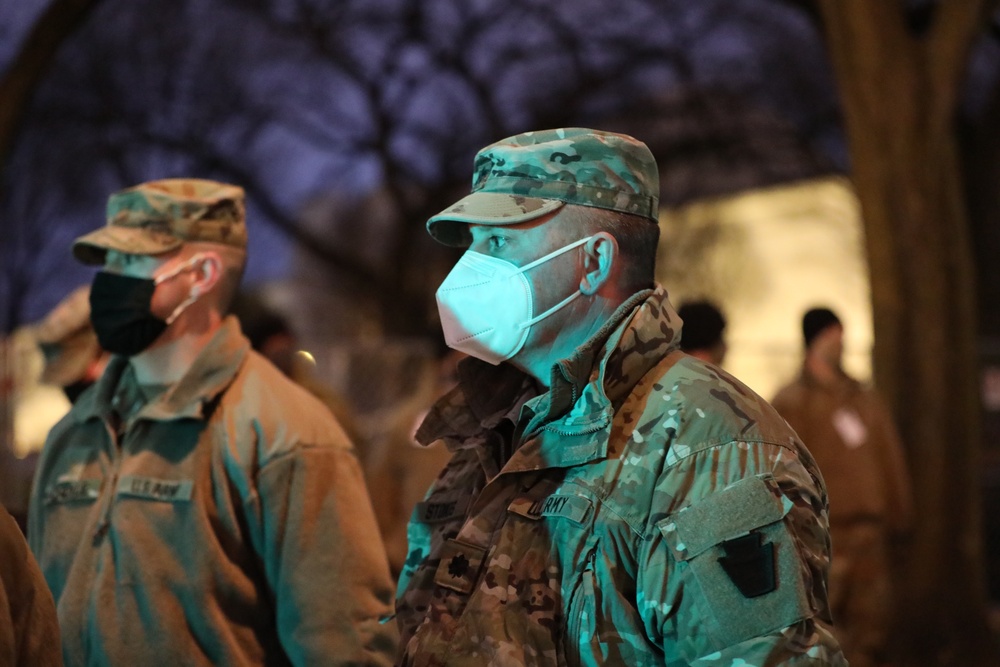 Nebraska and Pennsylvania National Guard Soldiers take the Special Police oath.