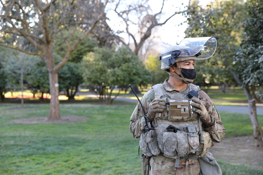 Infantry Officer Patrols Capitol Park