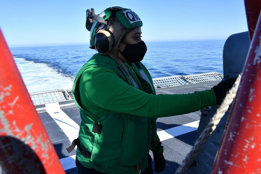 Sailor Conducts Aircraft Maintenance Aboard USS Freedom