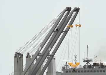 Navy Expeditionary Logistics Conduct Mark VI LO/LO Crane Operations with USNS Soderman