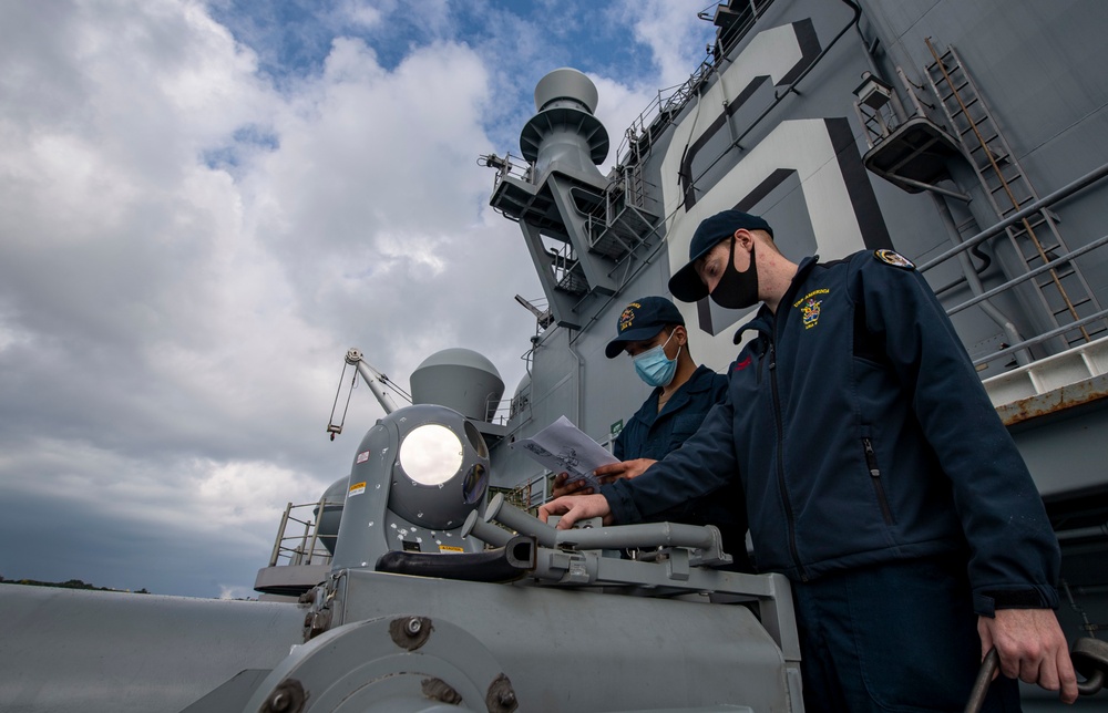 USS America (LHA 6) Sailors perform maintenance