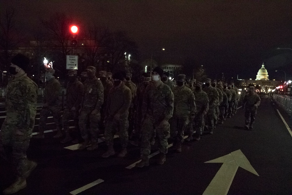 Nebraska Guardsmen March Down Pennsylvania Avenue