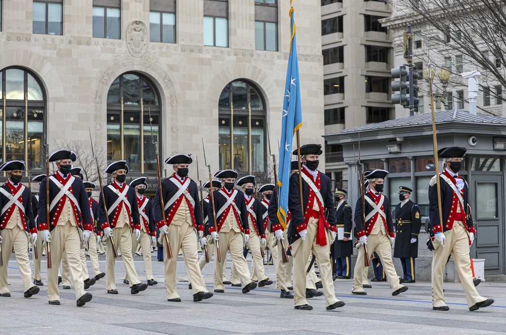 The Commander In Chief's Guard march during rehearsals