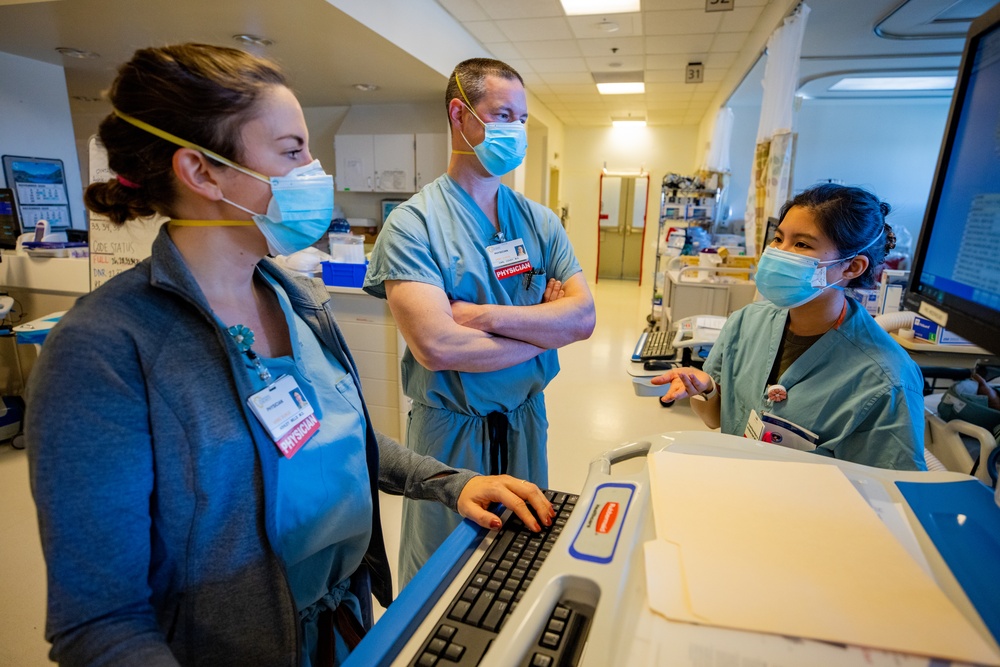 U.S. Air Force medical personnel work alongside Arrowhead Regional Medical Center providers