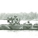 5th Infantry Division gunner perched of M113 in water body at Fort Polk, LA.