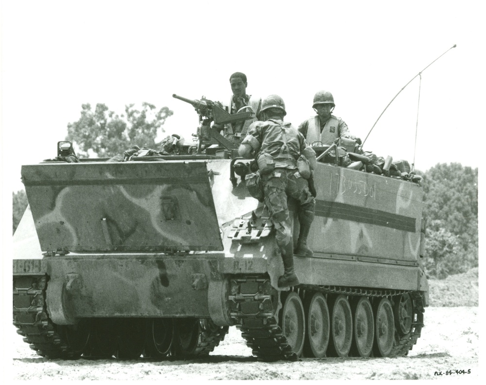 5th Infantry Division Soldiers on a M113 at Fort Polk, LA