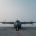 Fog rolls across the flighline at Al Udeid Air Base