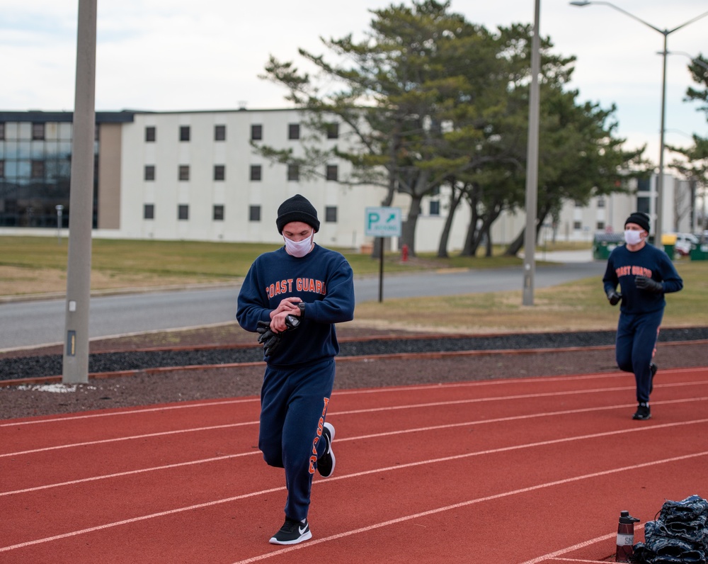 Recruits Participate in Modified Physical Fitness at Coast Guard Training Center Cape May, New Jersey