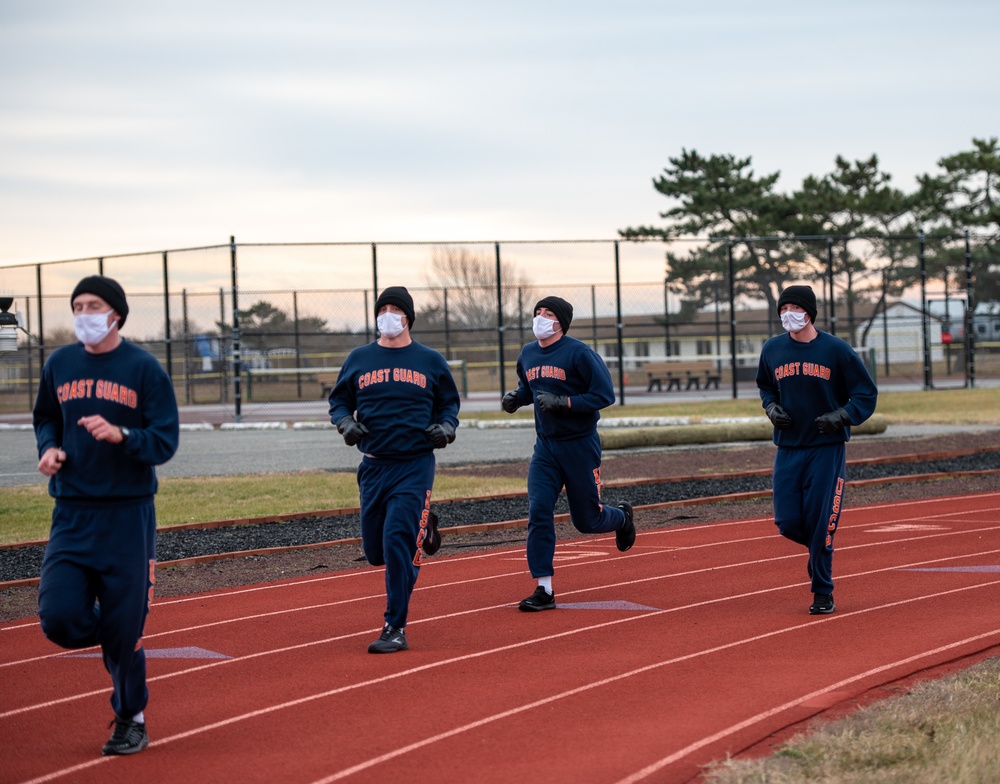 Recruits Participate in Modified Physical Fitness at Coast Guard Training Center Cape May, New Jersey