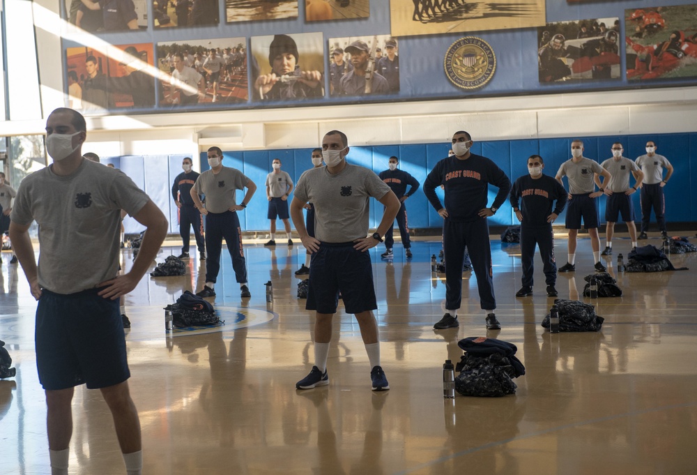 Recruits Participate in Modified Physical Fitness at Coast Guard Training Center Cape May, New Jersey