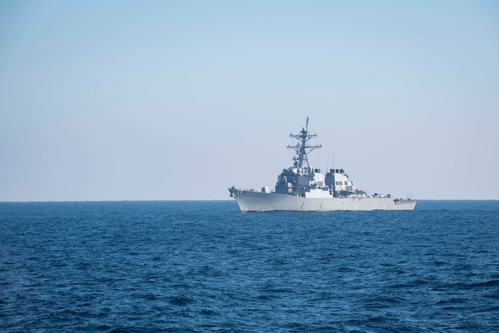 Mitscher Conducts Small Boat Ops With USS Laboon