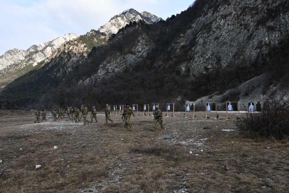 173rd Airborne Brigade,  team live fire dynamic exercise at Rivoli Bianchi range, Venzone, Italy, Jan. 19, 2021, under Covid-19 prevention conditions.