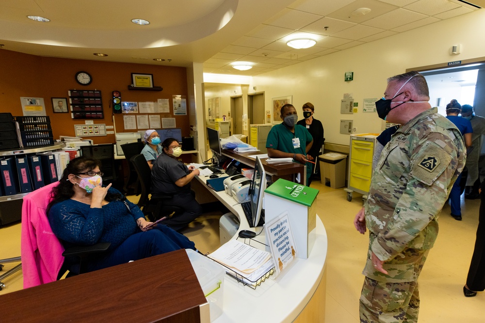 Maj. Gen. John King, commander of TF51, visits Arrowhead Regional Medical Center