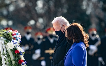 President Joseph R. Biden, Jr. and Vice President Kamala Harris participated in a Presidential Armed Forces Full Honors Wreath-Laying Ceremony at the Tomb of the Unknown Soldier at Arlington National Cemetery