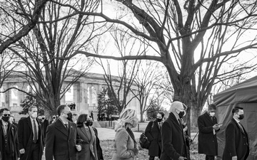 President Joseph R. Biden, Jr. and Vice President Kamala Harris participated in a Presidential Armed Forces Full Honors Wreath-Laying Ceremony at the Tomb of the Unknown Soldier at Arlington National Cemetery