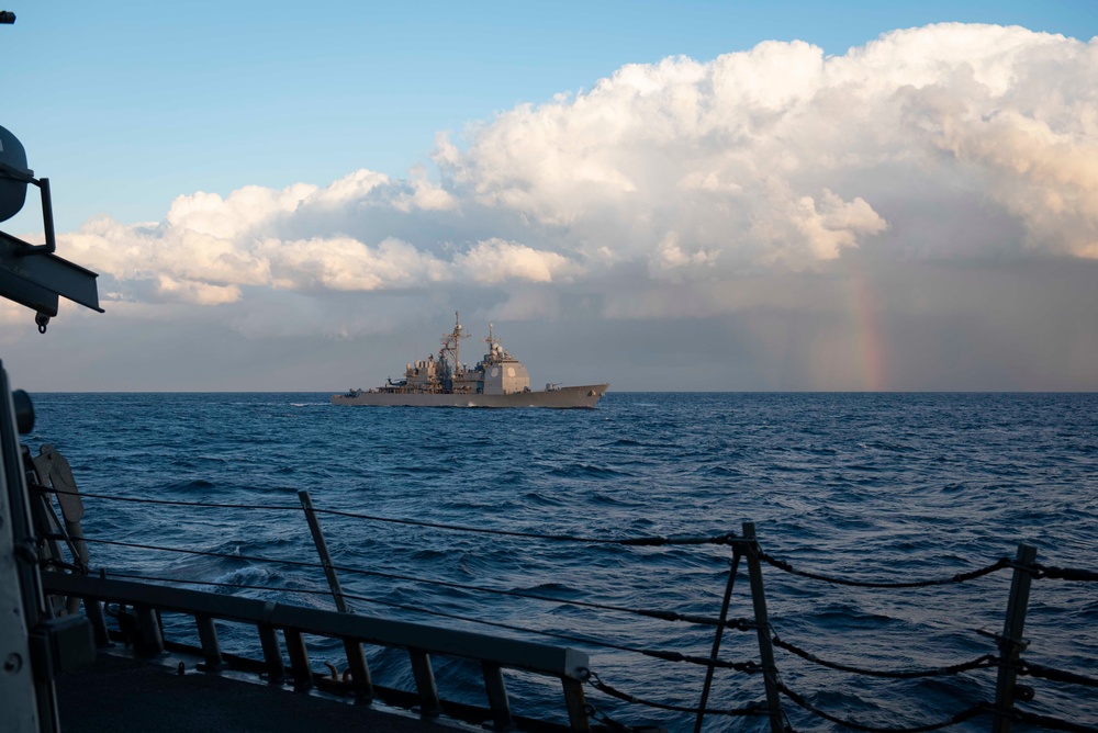 Mitscher Conducts a Replenishment-at-Sea with USNS Kanawha