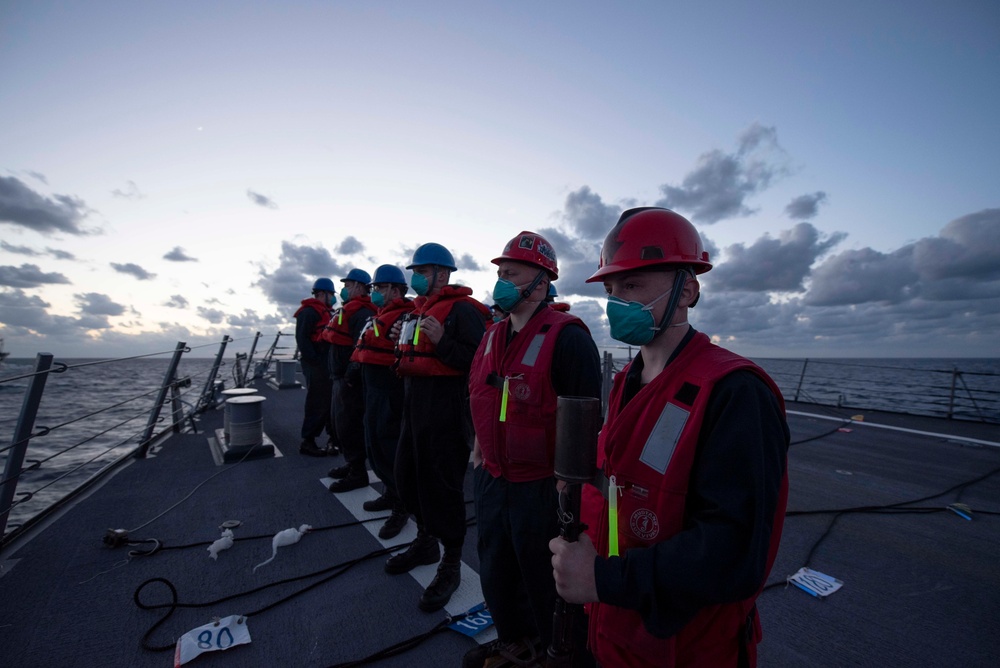 Mitscher Conducts a Replenishment-at-Sea with USNS Kanawha