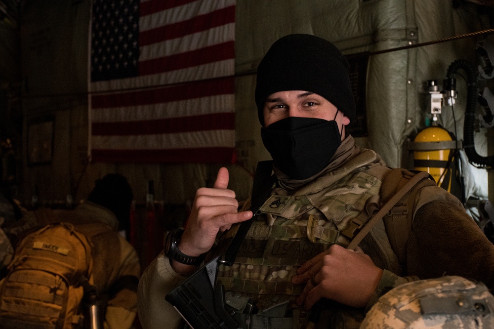 Soldiers from the 682nd board a C-130 Hercules at 133rd Airlift Wing to Washington D.C.