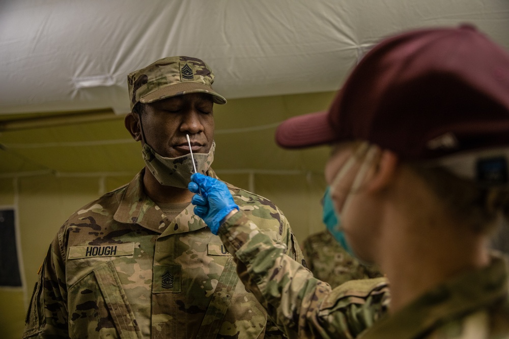 U.S.U.S. Army Medical Command Command Sergeant Major Receives COVID-19 Test Ahead of Best Medic Competition