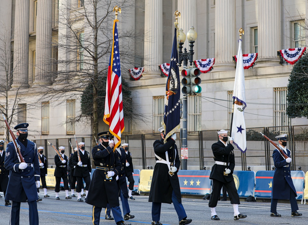 Joint Color Guard march during event