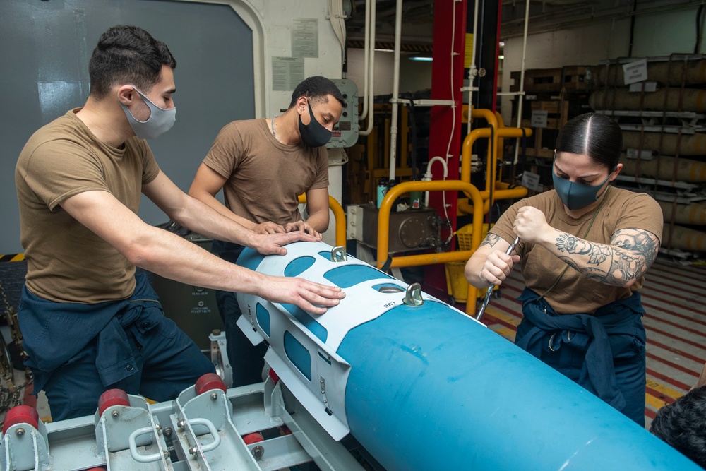 USS America Builds Inert Practice Bomb