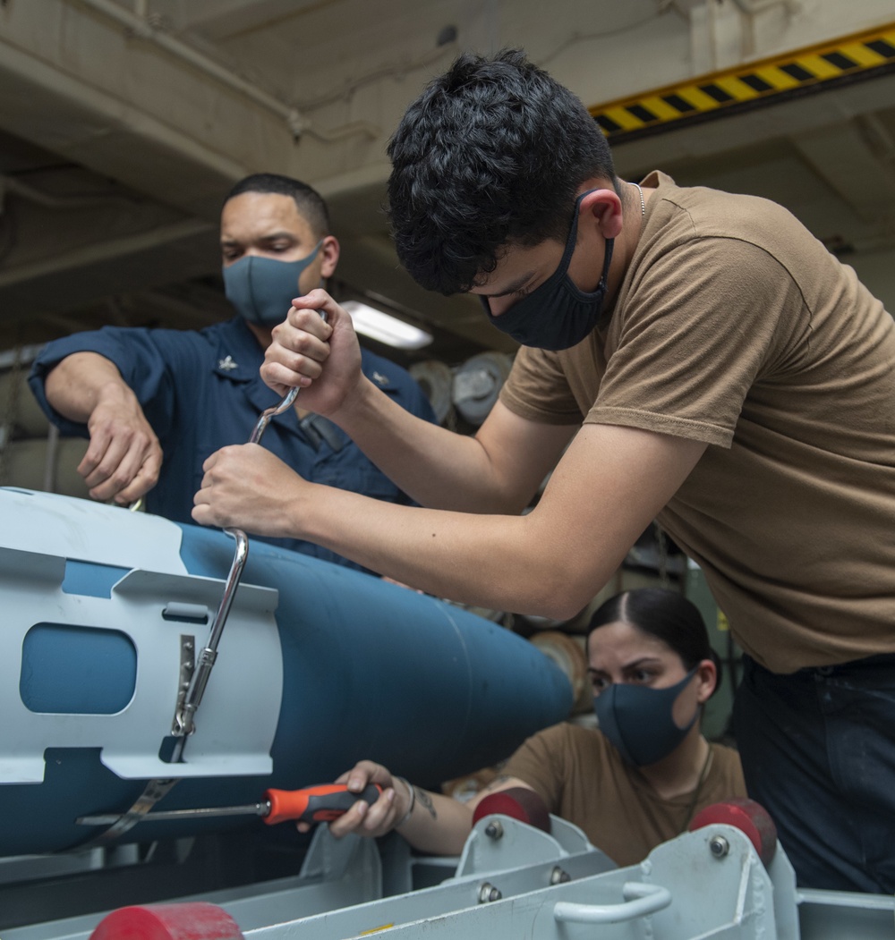 USS America Builds Inert Practice Bomb