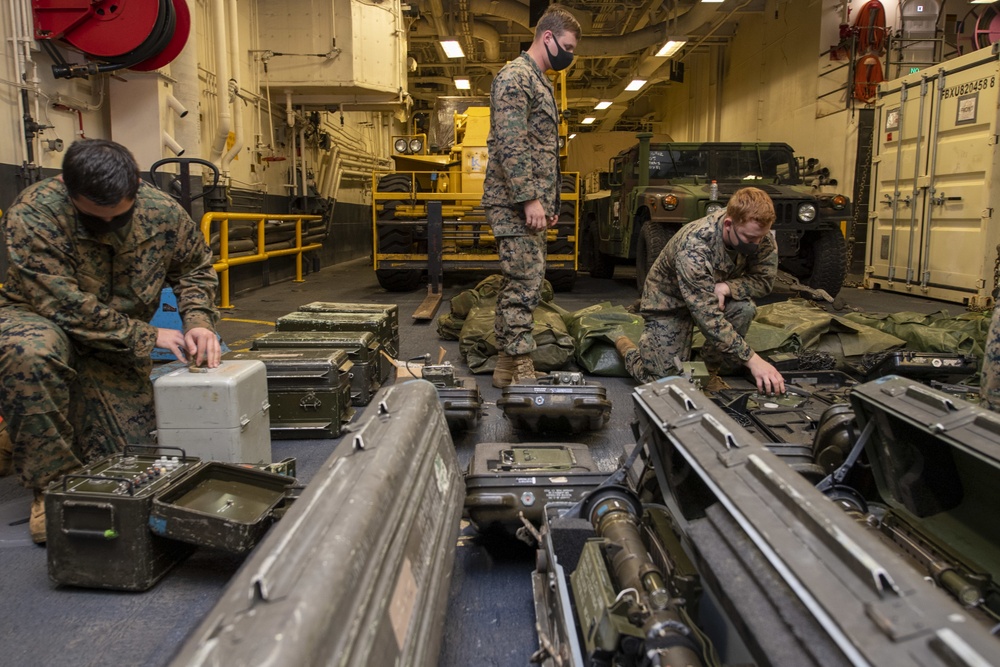 31st MEU Marines inventory field gear.