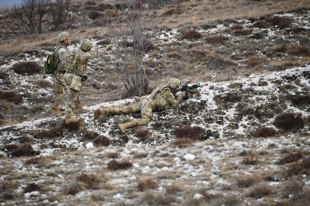 173rd Airborne Brigade,  team live fire dynamic exercise at Rivoli Bianchi range, Venzone, Italy, Jan. 20, 2021, under Covid-19 prevention conditions.