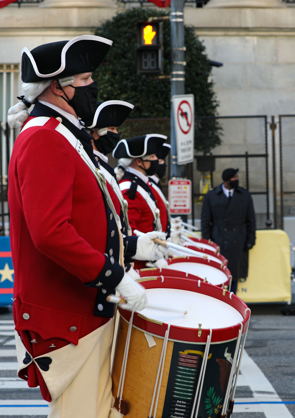 U.S. Army Old Guard Fife and Drum Corps march during event