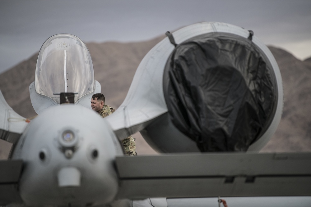 Airman works on A-10C at Red Flag 21-1