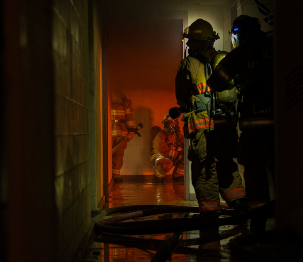 Osan FD Practices Fire Training in Real-World Structure