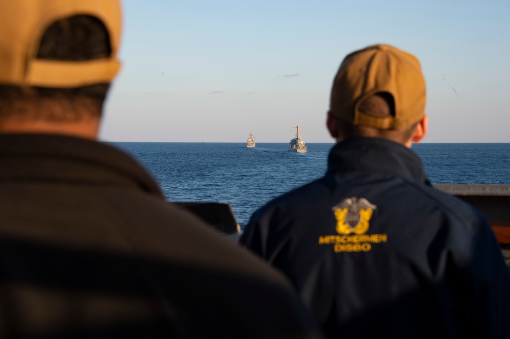 Mitscher Conducts Exercises With USS Monterey and USS Mahan