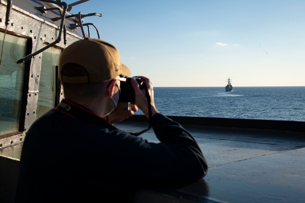 Mitscher Conducts Exercises With USS Monterey and USS Mahan