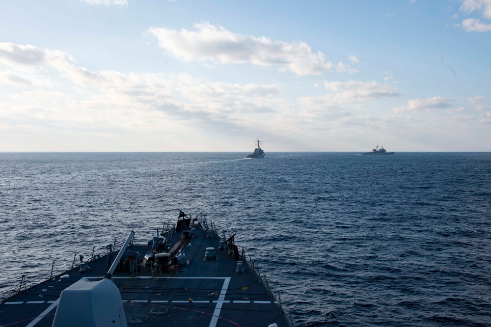 Mitscher Conducts Exercises With USS Monterey and USS Mahan