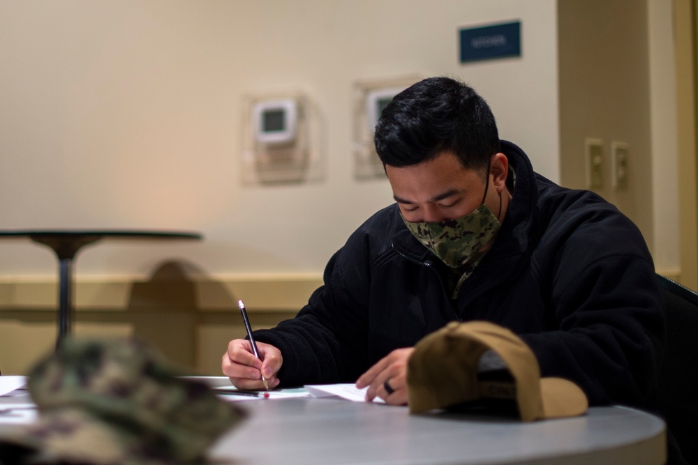Sailor takes advancement exam