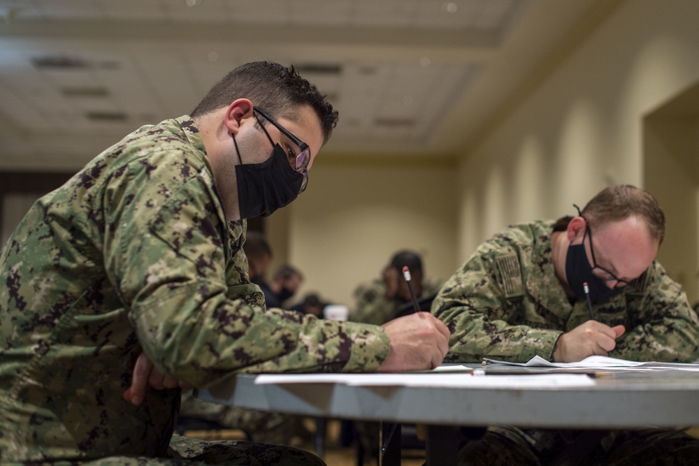 Sailor takes the advancement exam