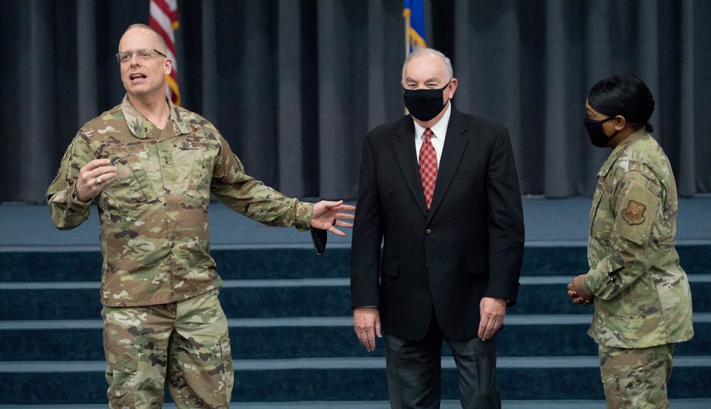 Command team hosts All-Call for Mighty Eighth/J-GSOC Airmen