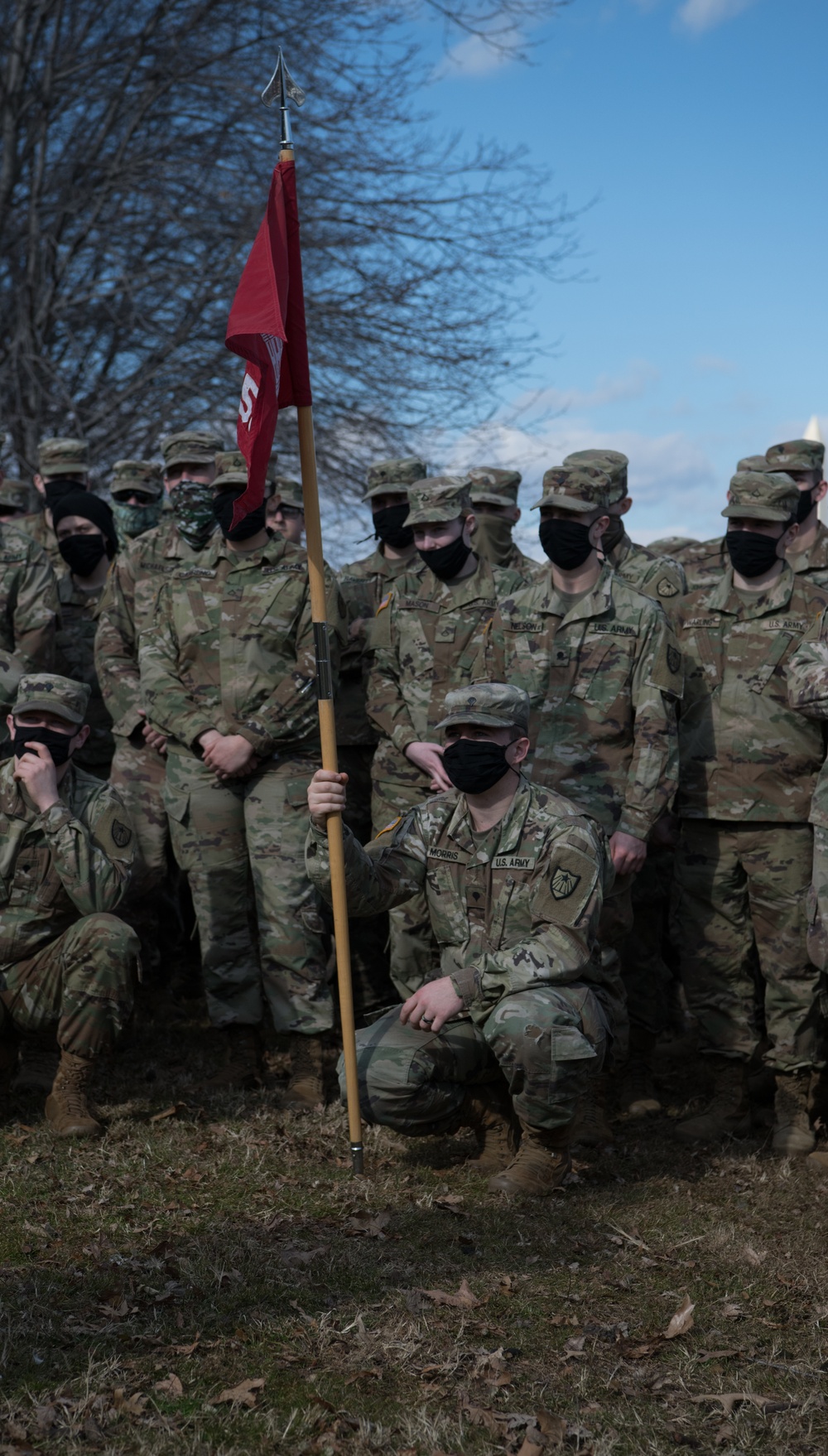 U.S. Soldiers from 850th Horizontal Engineer Company listen to a Chaplain from 682nd Engineer Battalion in Washington D.C.