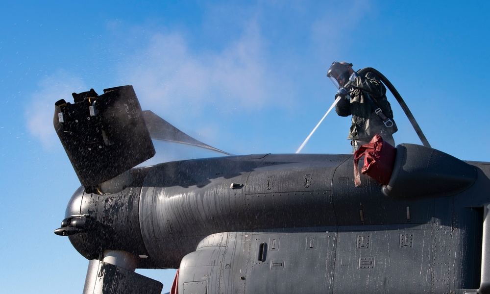 CV-22 gets cleaned for inspection