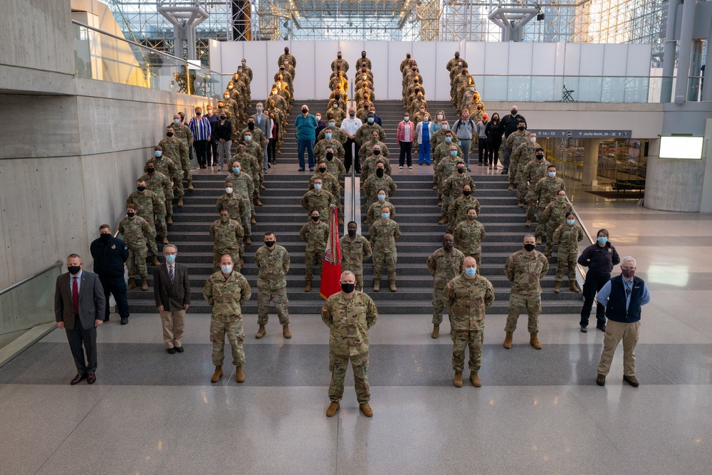 NY National Guard, DOH and state partners stand together at Javits Center NY