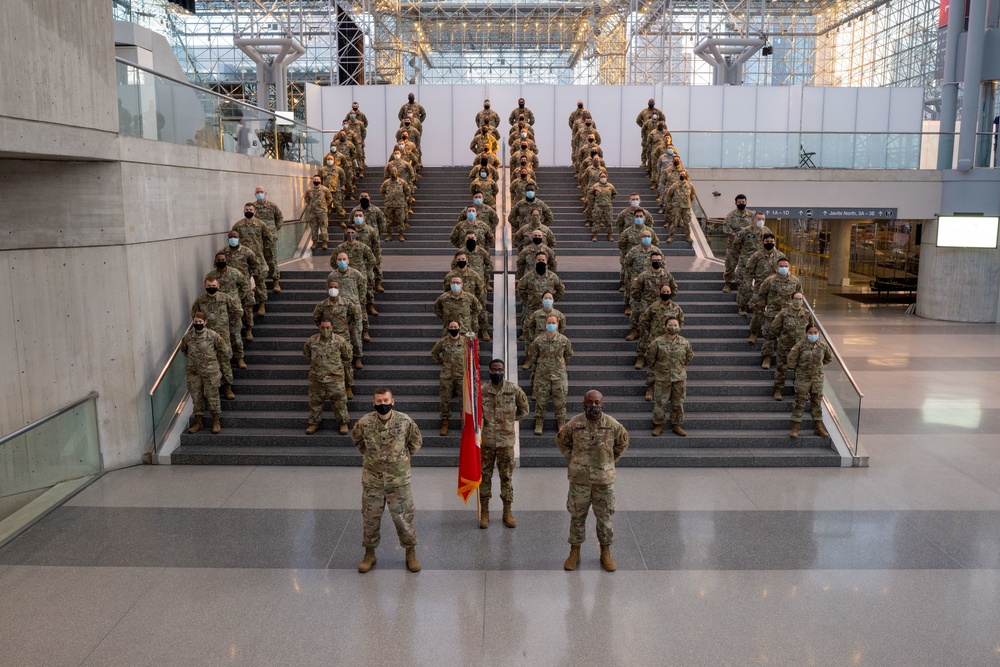 NY National Guard stand together at Javits Center NY